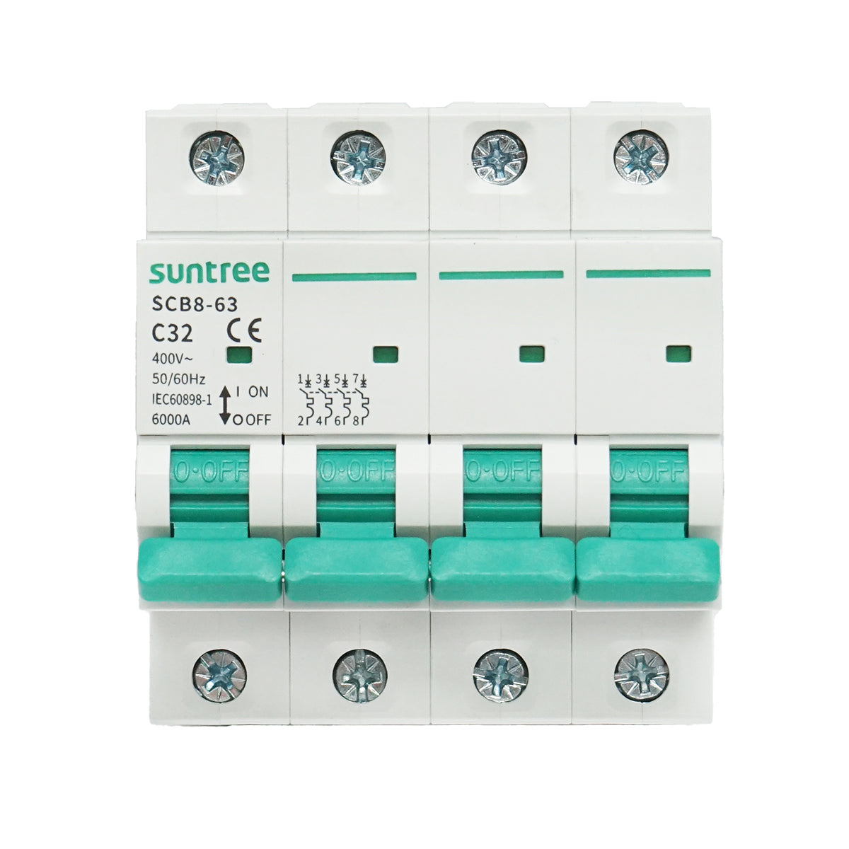 4P-32A-400VAC automatic circuit breaker, 6KA Suntree